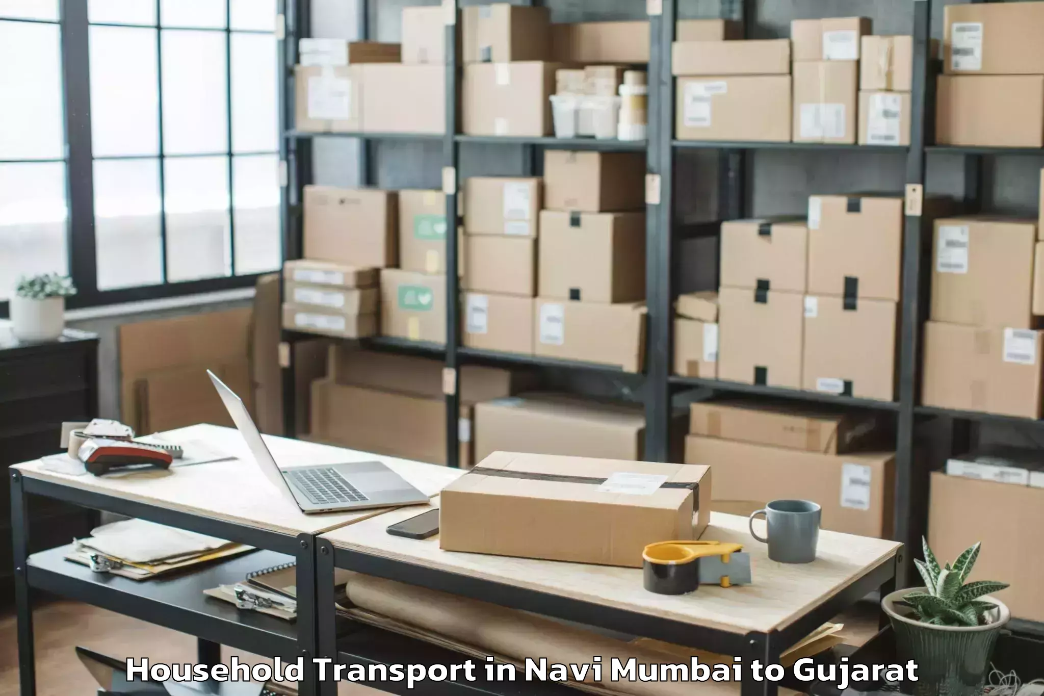 Trusted Navi Mumbai to Thasra Household Transport